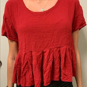 Bright red peplum lightweight top